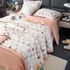 Summer Thin Quilt Bed Sheet Pillowcase 4pcs Bedding Set Home Textiles Soft Double Blanket Print Air-conditioning Quilt Washable