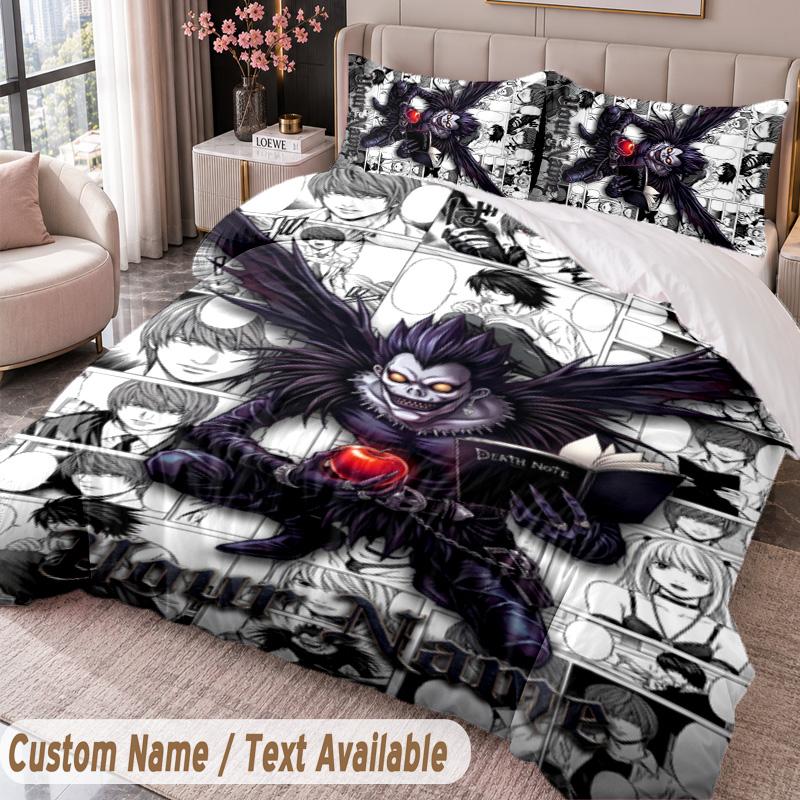 Custom Name Text 3Pcs Bedding Set Death Note Duvet Cover And Two Pillowcases