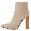 Модные женские ботильоны, сексуальные бежевые, черные ботильоны на каблуке для женщин, брендовая дизайнерская обувь с острым носком, осенне-зимняя вечеринка, большой размер