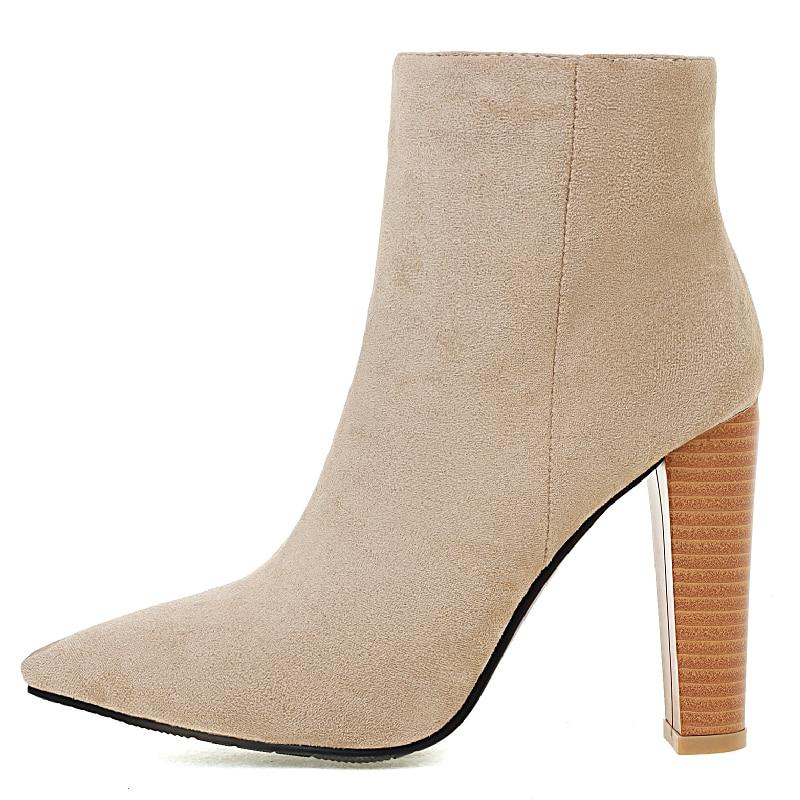 Модные женские ботильоны, сексуальные бежевые, черные ботильоны на каблуке для женщин, брендовая дизайнерская обувь с острым носком, осенне-зимняя вечеринка, большой размер