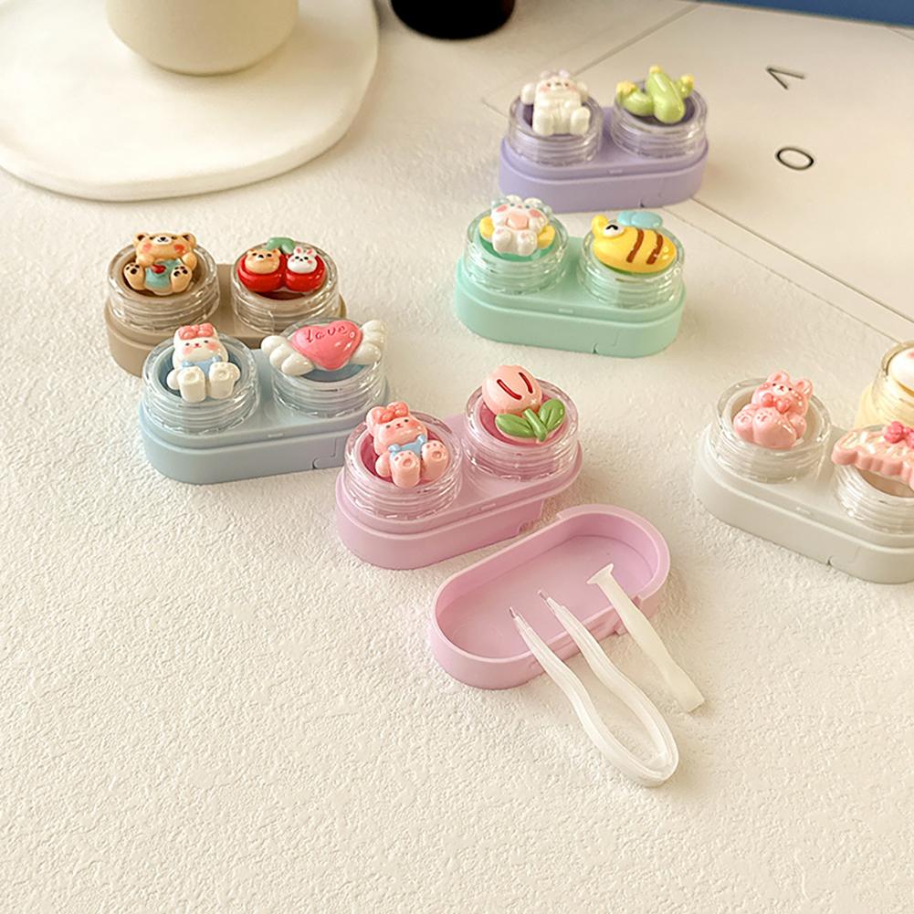 Cartoon Creative Drawer Style Contact Lens Case Compact Portable Contact Lens Care Box Multicolor Contact Lens Companion Box
