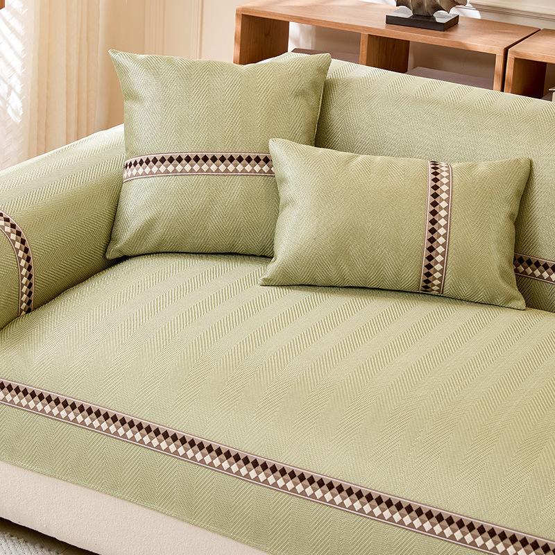 Summer New Cool Sofa Cushion Light Luxury High-End Straight Row One-Piece Combination Seat Cushion Cover Cloth Towel