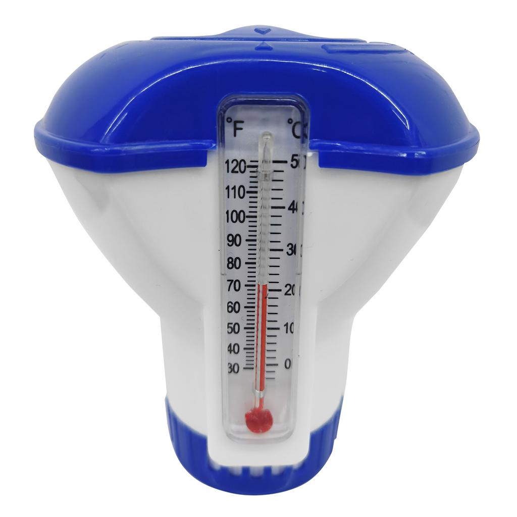 5-inch Float Dispenser Float Cup Pool Spa Chlorine Tablet Dispenser Floater with Thermometer 120 Fahrenheit