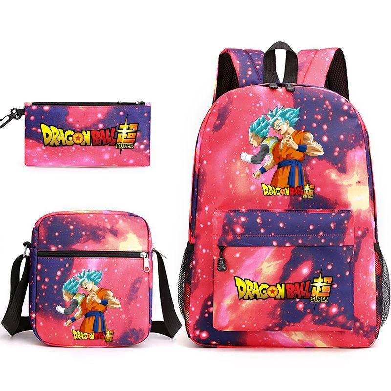 Рюкзак с принтом Dragon Ball Super Z, набор из 3 предметов, повседневный, для улицы, школьный рюкзак, набор из 3 предметов