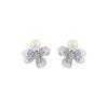 Blue Crystal Flower Pearl Earrings for Women's Light Luxury High-end Earrings