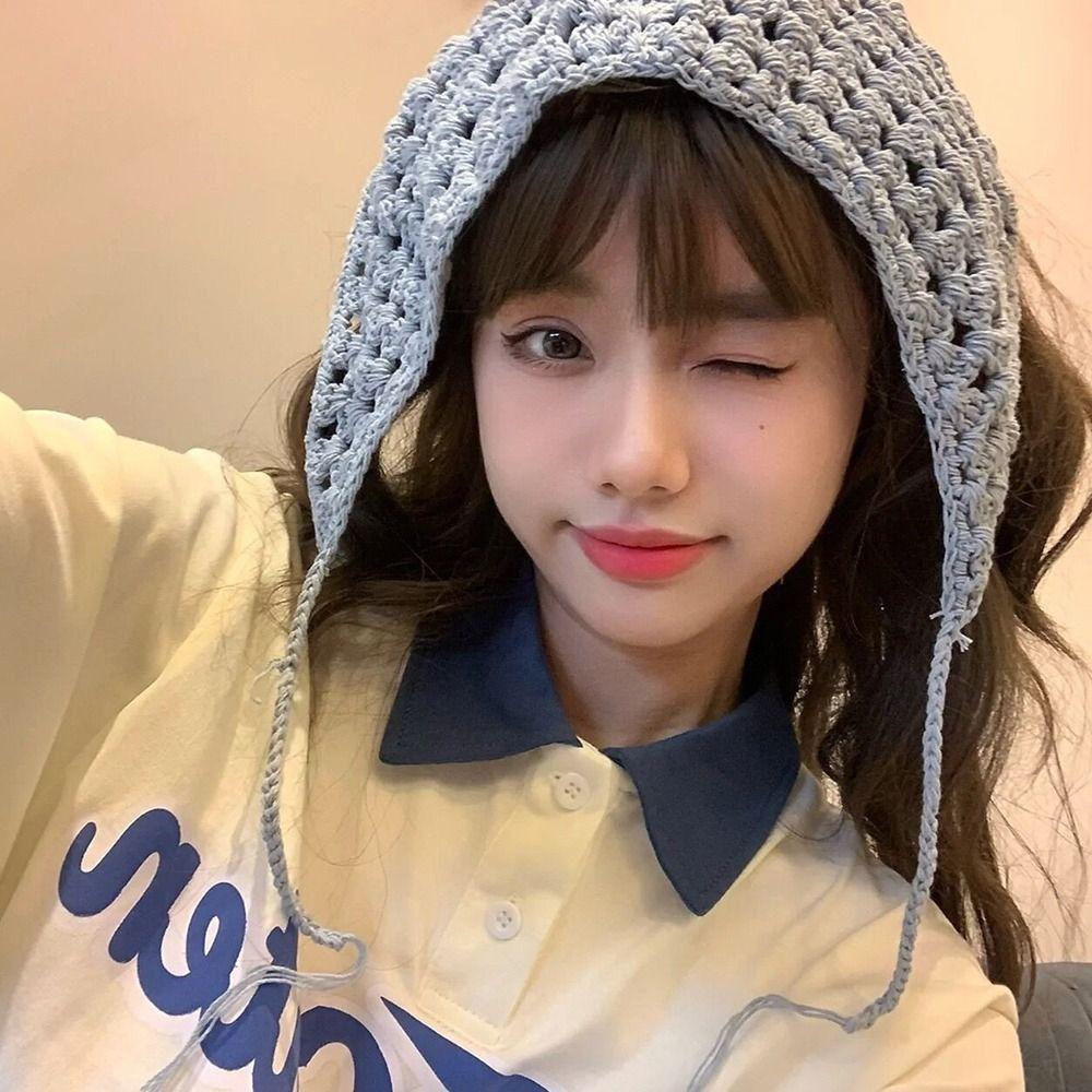 Пасторальный стиль Вязаный крючком треугольный платок на голову Многоцветный треугольный тюрбан Шарф Повязка для волос Женщины Девушки