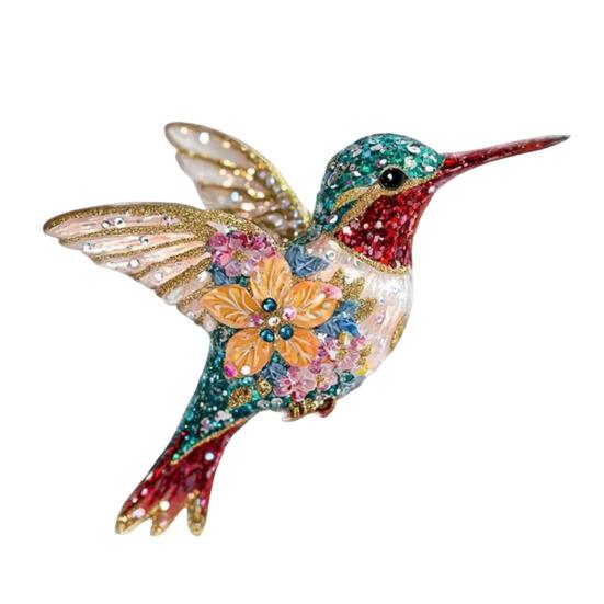 Yousheng 2D Acrylic Hummingbird Hanging Decoration Indoor Outdoor Garden Yard Window Wall Hanging Flat Flower Colorful Bird Ornament