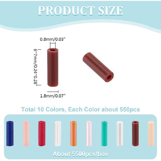 PH PandaHall 5500 шт 10 цветов 6 мм стеклярус, длинные трубчатые бусины, маленькие стеклянные бусины-бисер, бусины для рукоделия для бисероплетения, серег, браслетов, ожерелий, ювелирных изделий