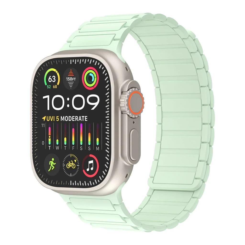 Магнитный спортивный ремешок для Apple Watch Ultra 2 49мм 46мм 45мм 44мм 42мм 38 40 41мм Силиконовый ремешок для IWatch Серии 10 9 8 7 6 5 4