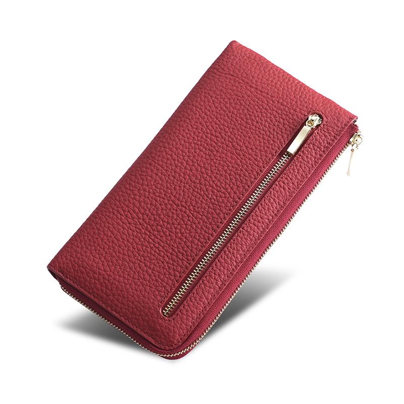 Women's Genuine Leather RFID Wallet with Multi-Card Slots & Zippered Coin Purse