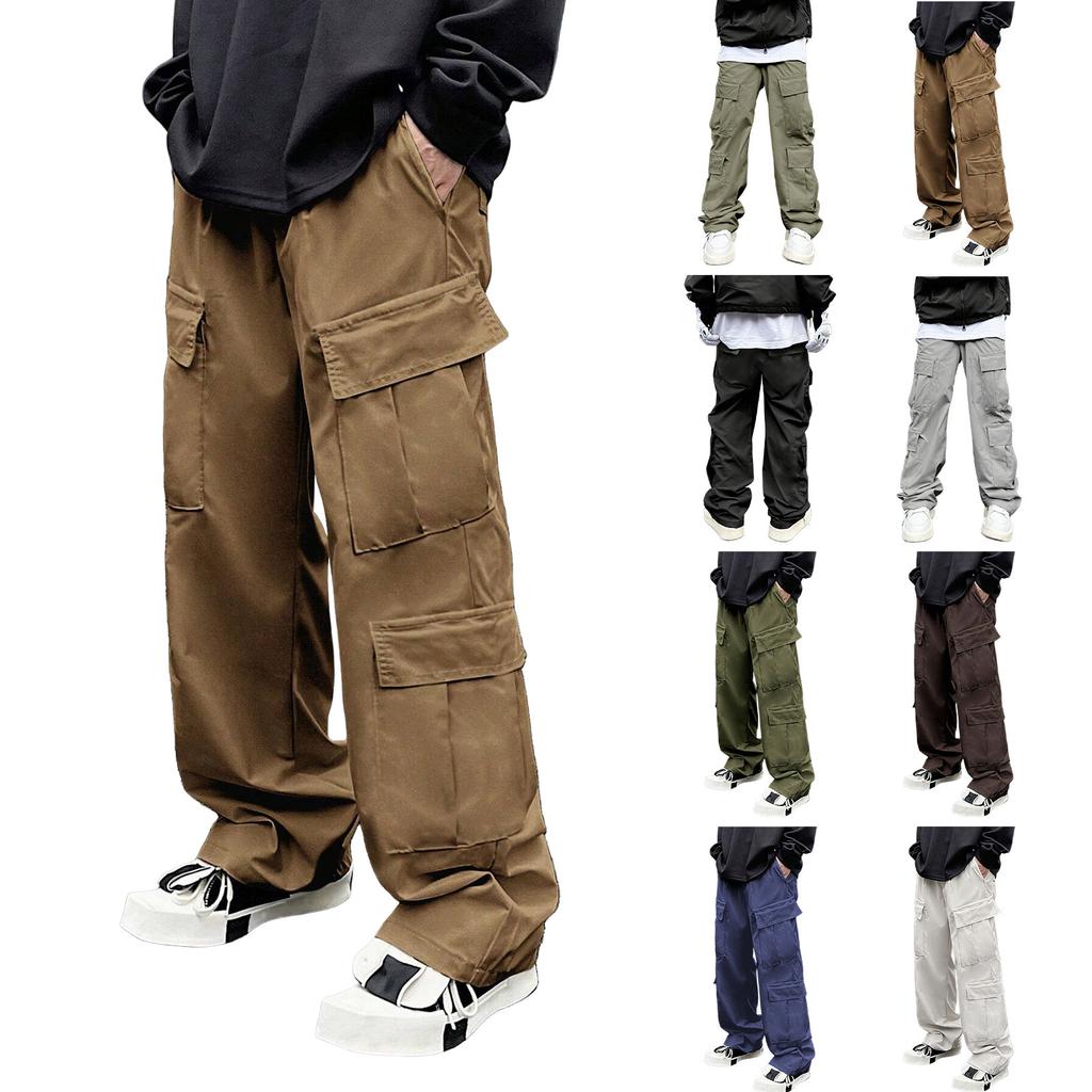 Men's Overalls Drawstring Multi Pocket Casual Pants Hiking Pants Cotton Twill Pants