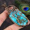 Tibetan Turquoise Handmade Copper Wire Wrap Jewelry Pendant 3.62 T1R06