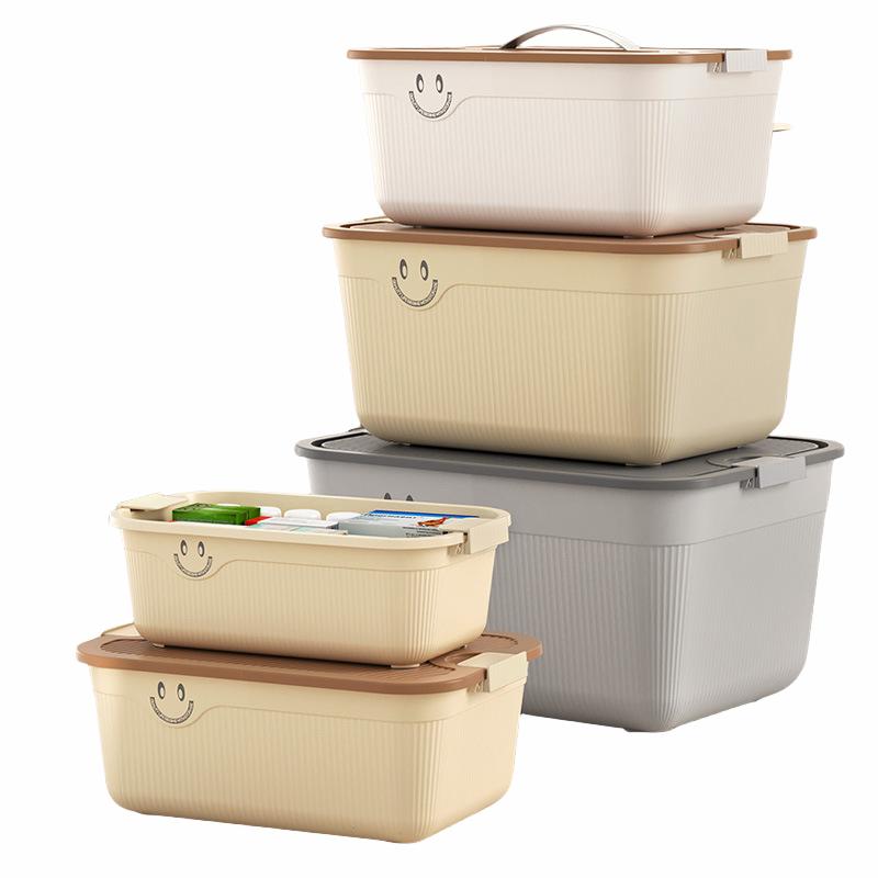3Colors Portable Storage Box 6 Sizes Organizer with Lid Plastic Medicine Box Toy Clothes Storage Organizer Snacks Sundry Storage Box
