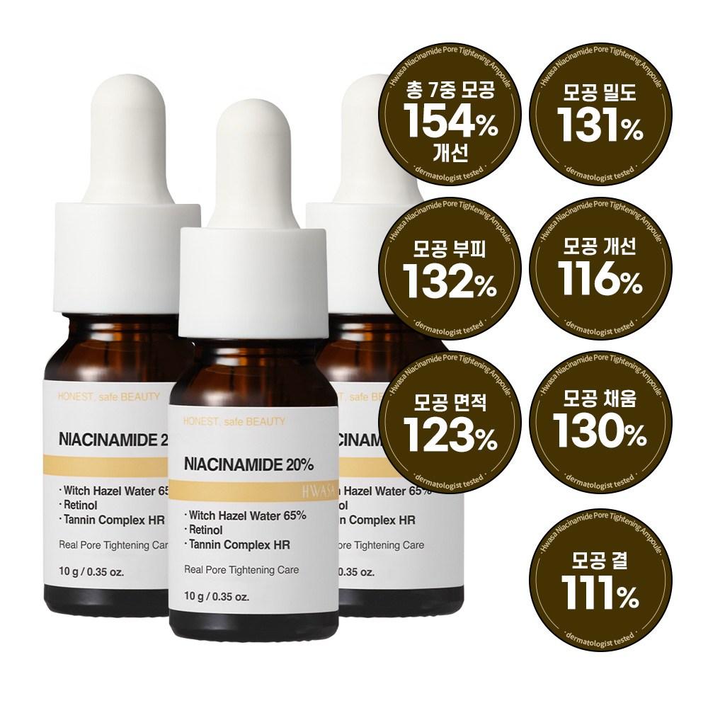 Ампулы Hwasa Niacin 20% для сужения пор, улучшения площади и глубины пор, 3 шт., 10 мл