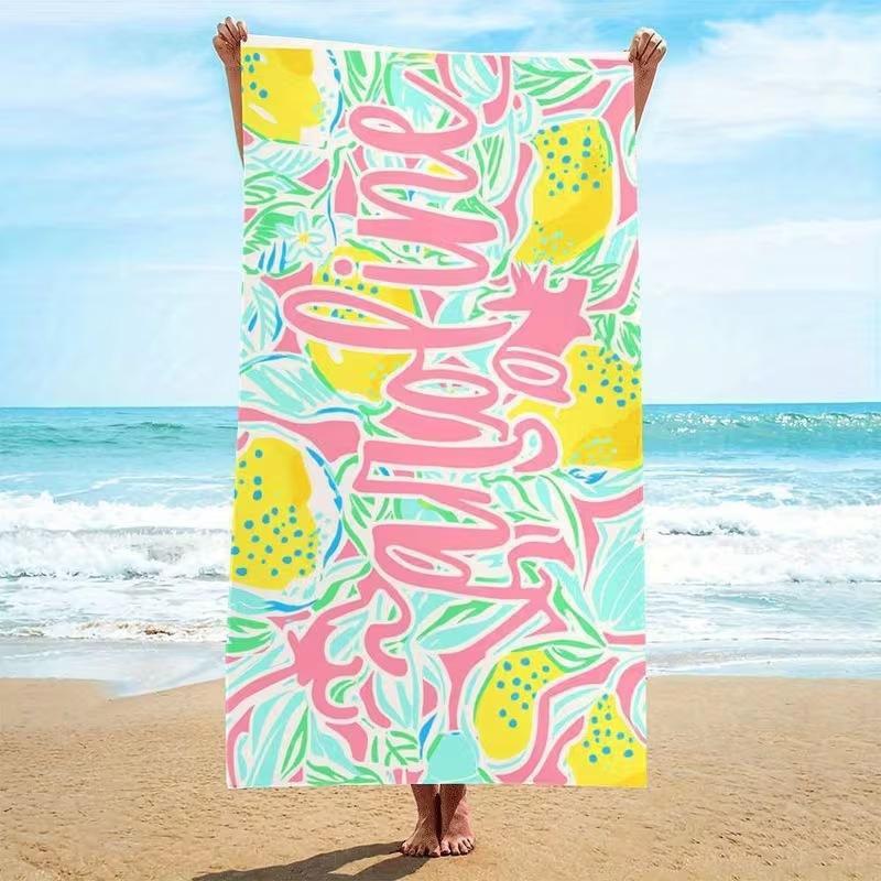 Summer Beach Towel Lemon Print Quick-Drying Bath Towel Outdoor Summer Swimming Bath Towel Sports Towel