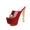 Sexy Slippers Women Summer Shoes Outdoor High Heels Platform Mules Ladies Luxury Designer Patent Golded Silver Sandals Lades