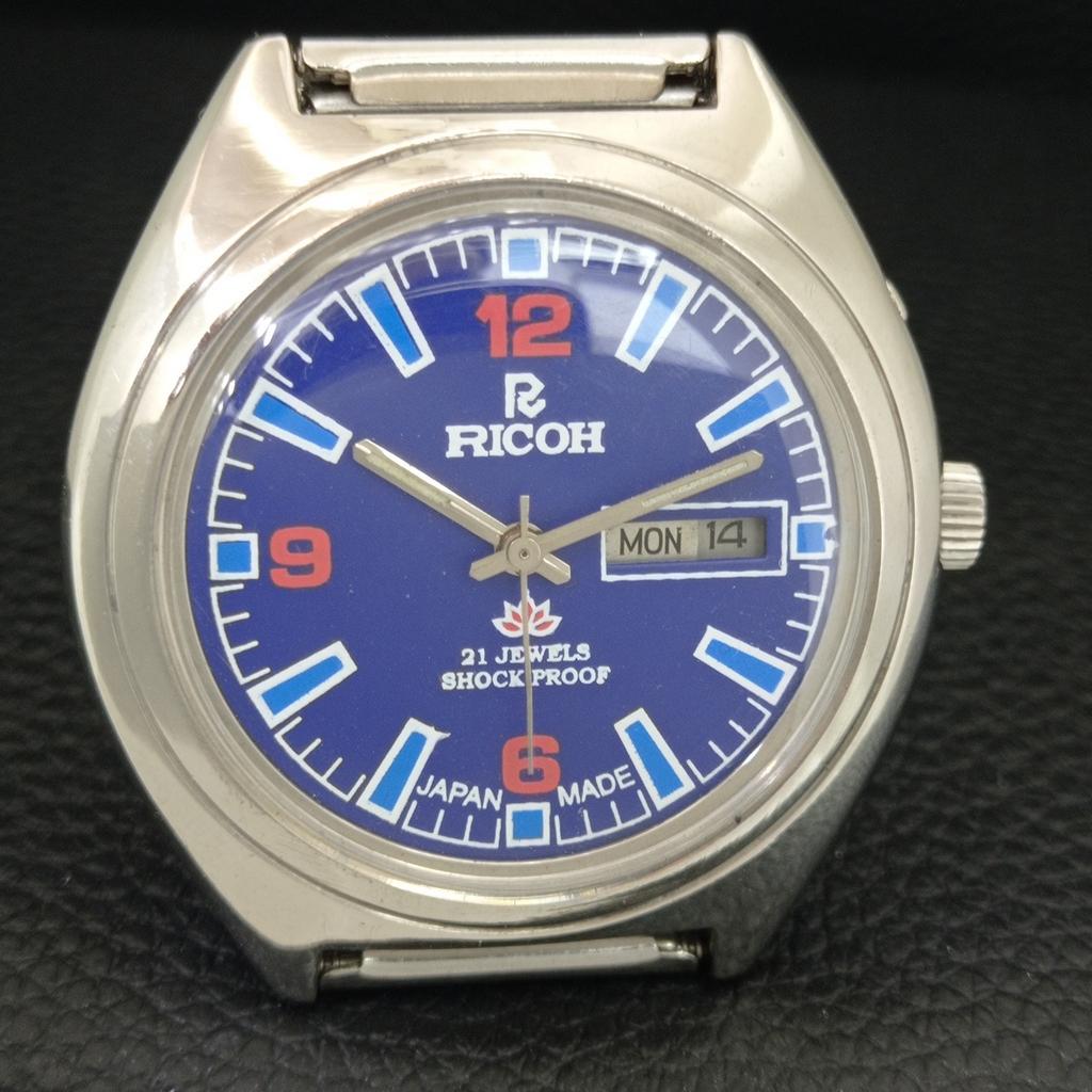 VINTAGE RICOH R31 AUTOMATIC JAPAN MENS BLUE COLOR DIAL WATCH a707622-1