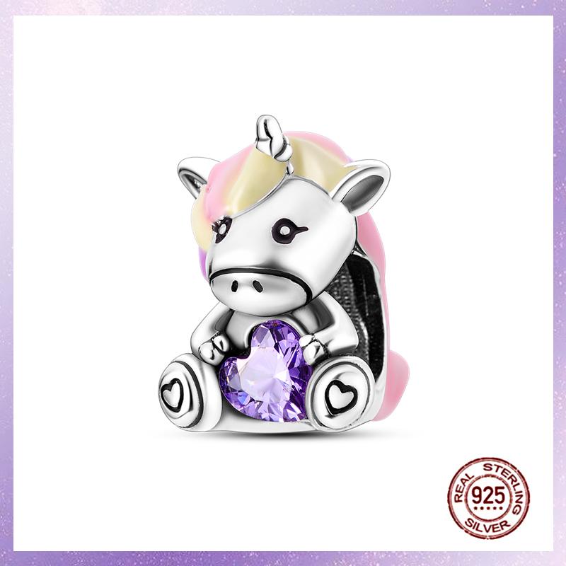 Фиолетовые Шармы Медный Fit Оригинальный Подвесной Браслет Бабочка Стекло Сердце Перо Клип Шарм Подвеска Светящаяся Бусина DIY Ювелирные Изделия