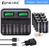 8pcs C Size Rechargeable Battery C Type and Usb Smart Charger for 1.2V Ni-mh Aa Aaa C D Batteries