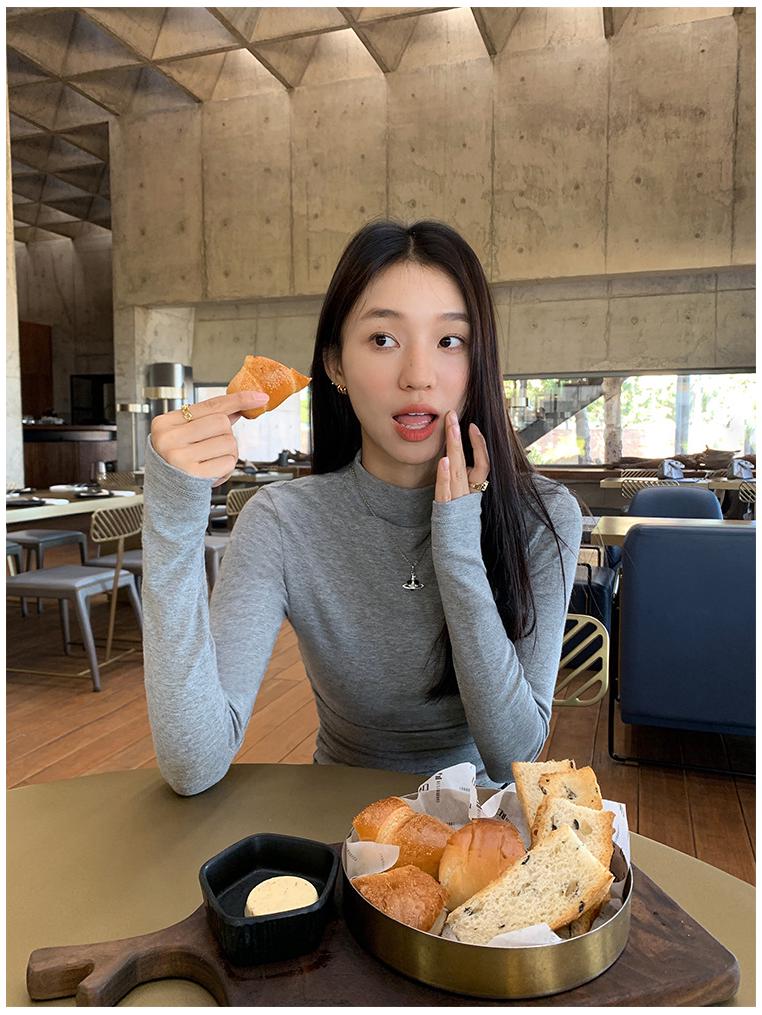 Женская облегающая бархатная плиссированная многослойная рубашка - воротник-стойка, длинный рукав, короткий стиль для осени/зимы