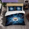 Manchester City Pattern 3 Pieces Bedding Set Soft Microfiber Duvet Cover with Pillow Cases for Bedroom