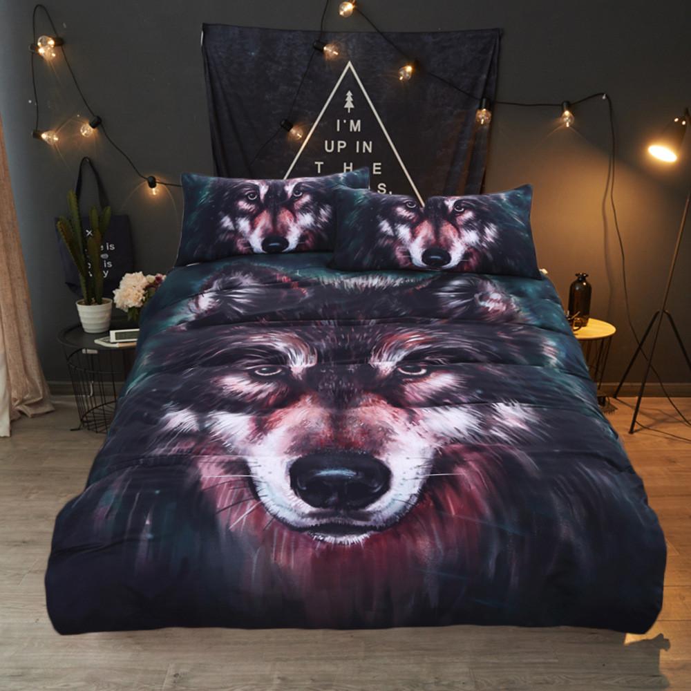 Comforter Digital Wolf Print Bedding Set - Doona & More Available In Single Twin Double Queen King & Cal King Sizes