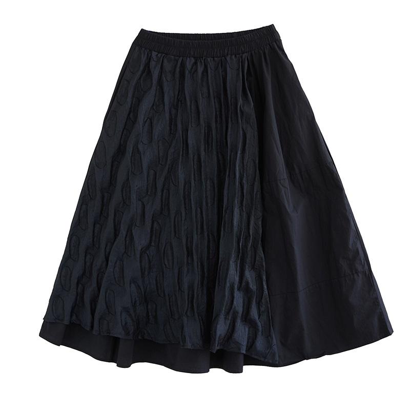 Black Cotton Mesh Plus Size High Waist Vintage Spring Summer Casual Loose Long for Woman Skirts Womens Skirt