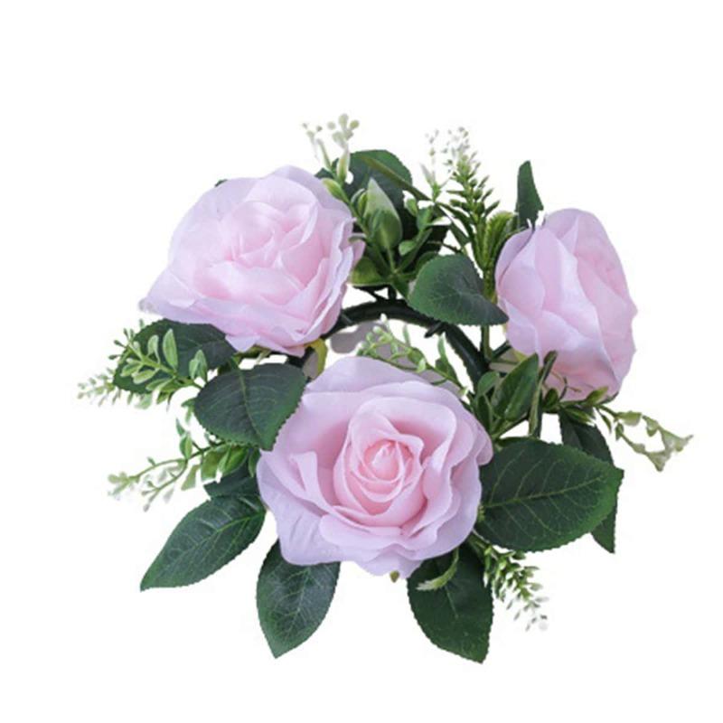 2 шт. Подсвечник Искусственный Подсвечник Гирлянда Мини Искусственные Цветы Розы Свадебные Украшения Венок для Свечей для Столбовых Свечей Венок из Искусственных Цветов