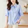 Short-sleeved Summer Pleated Top Loose and Thin Cotton Shirt