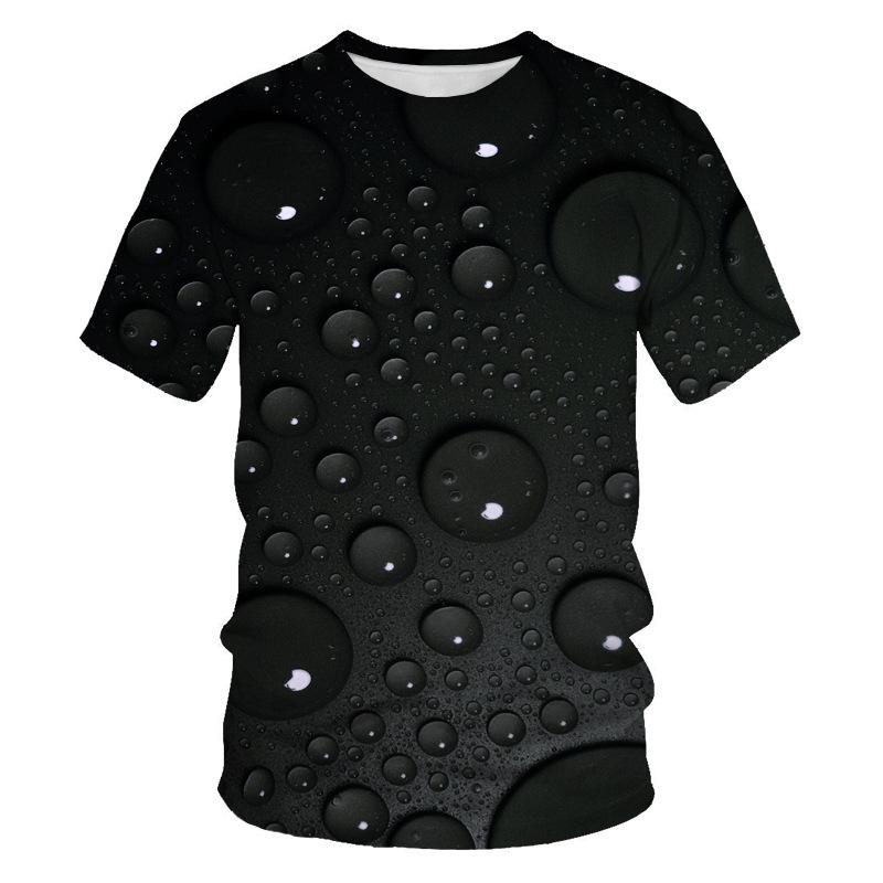 Футболки с коротким рукавом, весна-лето, мужская футболка с водяным льдом и 3D цифровой печатью, свободная облегающая мужская базовая футболка с круглым вырезом