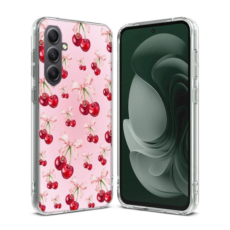 Cherry Bow Phone Case for Samsung A16 A26 A36 A56 A17 A37 A57 A07 A06 A02S A03 A04S A05S Galaxy Note 20 10 A50S A71 A51 A31 A30