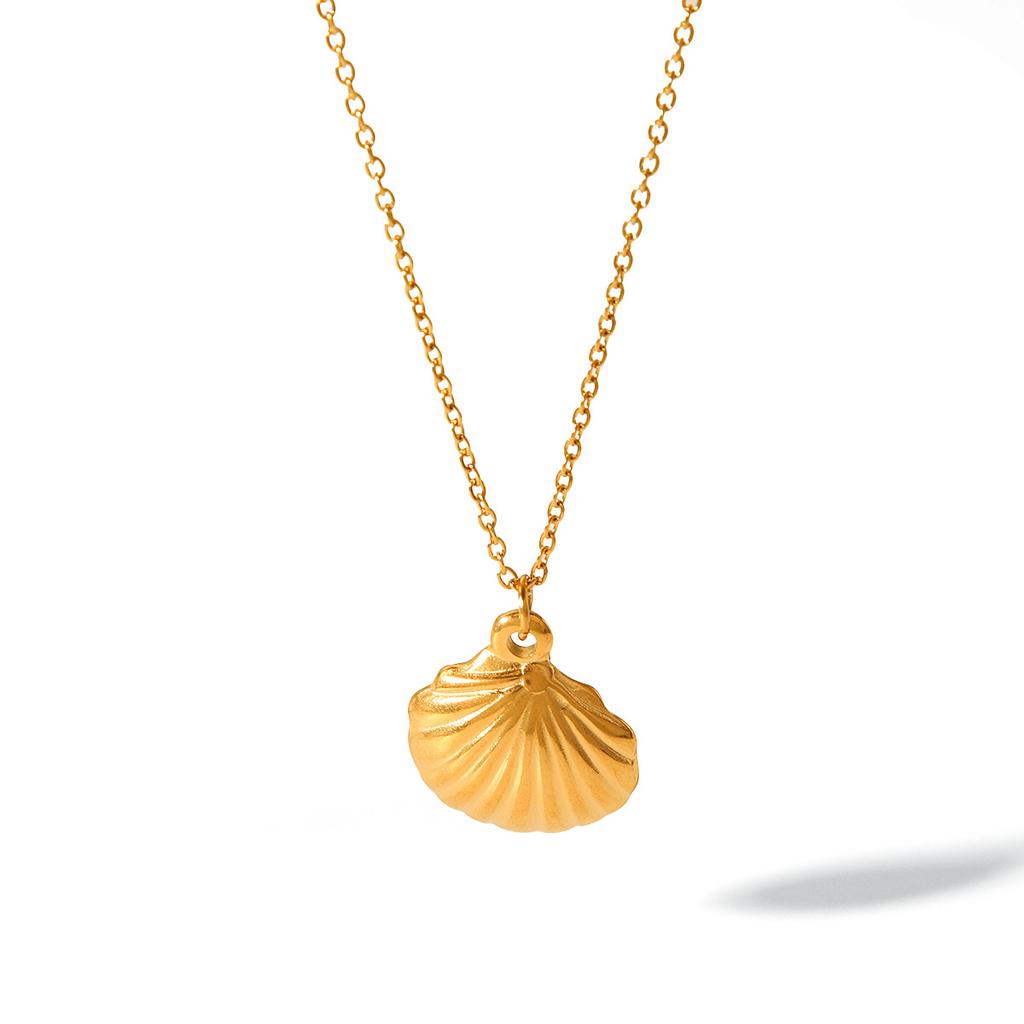 Fashion Versatile Women Necklace Rose Flower Eight Pointed Star Moon Scallop Titanium Steel Pendant Jewelry