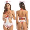 Women's Sexy Lingerie Naughty Nightingale Nurse Costume Babydoll Bodysuit with Headband