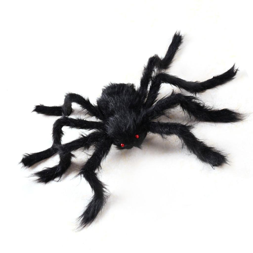 Giant Fake Spider Lifelike Halloween Posable Black Soft Hairy Fake Spiders Scary Decorations for