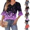 Женский повседневный топ с рукавами 3/4, летняя футболка с v-образным вырезом и пышными рукавами