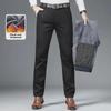 Men's Black Four-Way Stretch Casual Knit Trousers - No Iron, Straight Fit for Autumn/Winter