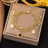 Stainless Steel Butterfly Bracelet Gold Steel Retro Love Heart Double-layer Chain Bracelet