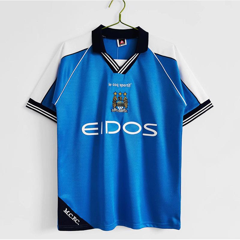 97-98 Manchester City retro jersey No. 17 Sun Jihai 16 Aguero 15 Harland 07-08 long short-sleeved football jersey