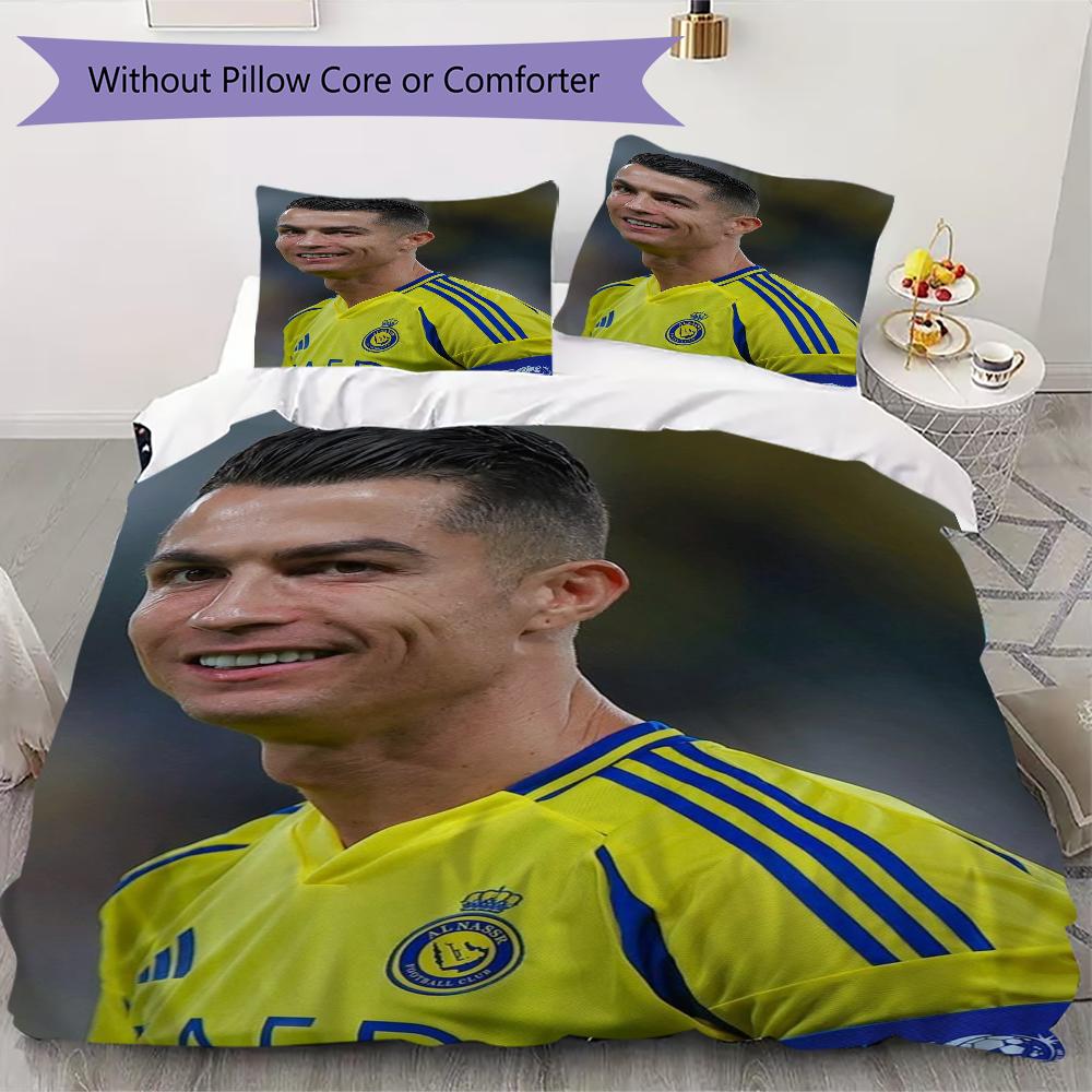 C Ronaldo Pattern Bedding uilt Set uilt Cover Pillowcase Home Decoration Birthday Gift (1 * duvet cover + 2 * pillowcase without core)