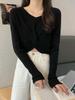 Autumn V-Neck Long-Sleeve Knit Sweater for Women