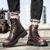Модные мужские удобные ботинки для мотокросса с толстой подошвой, мужские уличные высокие ботинки 2024 года из натуральной кожи, универсальные мужские теплые зимние ботинки
