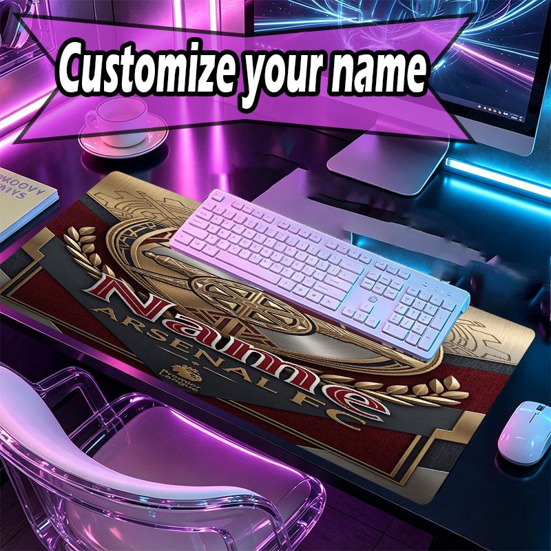 Custom Name Personalized Arsenal F.C Pattern Mousepad, Laptop PC Desk Mat, Decorative Desk Mat for Home Keyboard Pad Gift