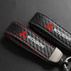 Car PU Leather Keychain Car Carbon Fiber Leather For Mitsubishi Outlander Lancer EVO  ASX Pajeros Car Accessories