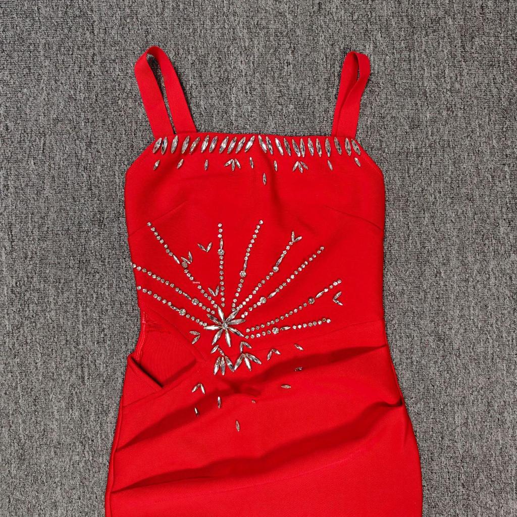 Элегантное вечернее платье с кристаллами, облегающее - Европейский и американский стиль