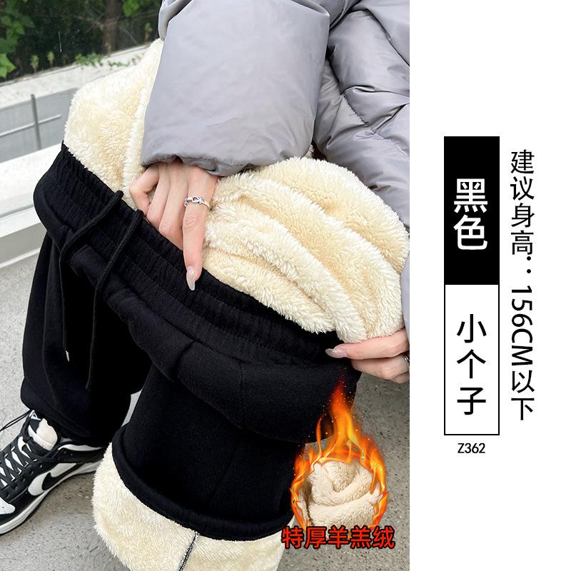 Fleece Sweatpants Women's Autumn and Winter New Loose and Lazy Sweatpants Casual Black Narrow Straight Wide-leg Pants