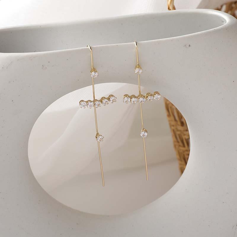Цирконовые серьги-гвоздики с крючком для женщин, горный хрусталь, жемчуг, диагональная линия, зажим для ушей, кость, манжеты, индивидуальные украшения для вечеринок