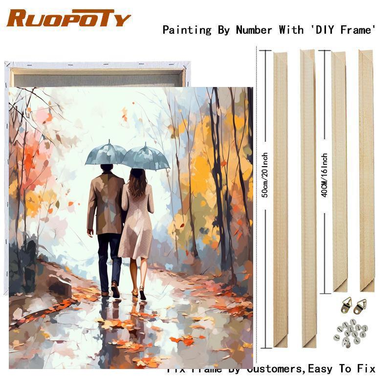Рамка для любовника, наборы для рисования по номерам для взрослых, наборы, осенний лесной пейзаж, картина по номерам, подарок «сделай сам», для домашнего декора, 40x50 см
