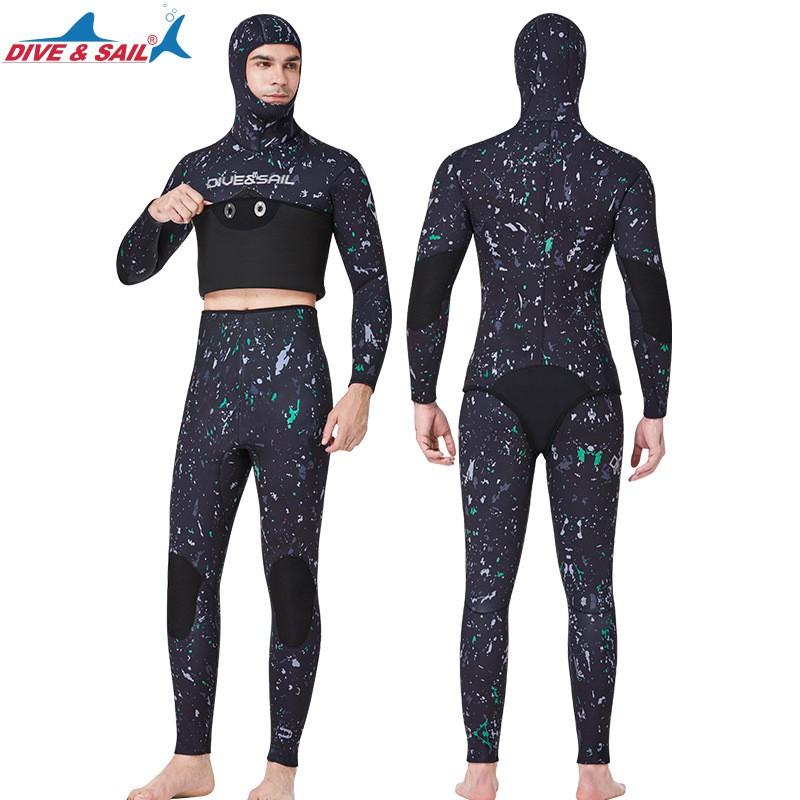 Diving Suit 5MM Fishing Hunting Split Hooded Warm CR