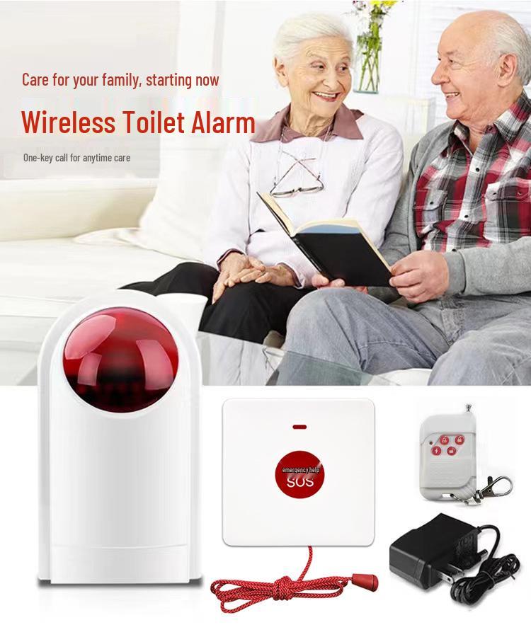 Elderly Emergency Wireless Sound & Light Alarm for Accessible Public Toilets