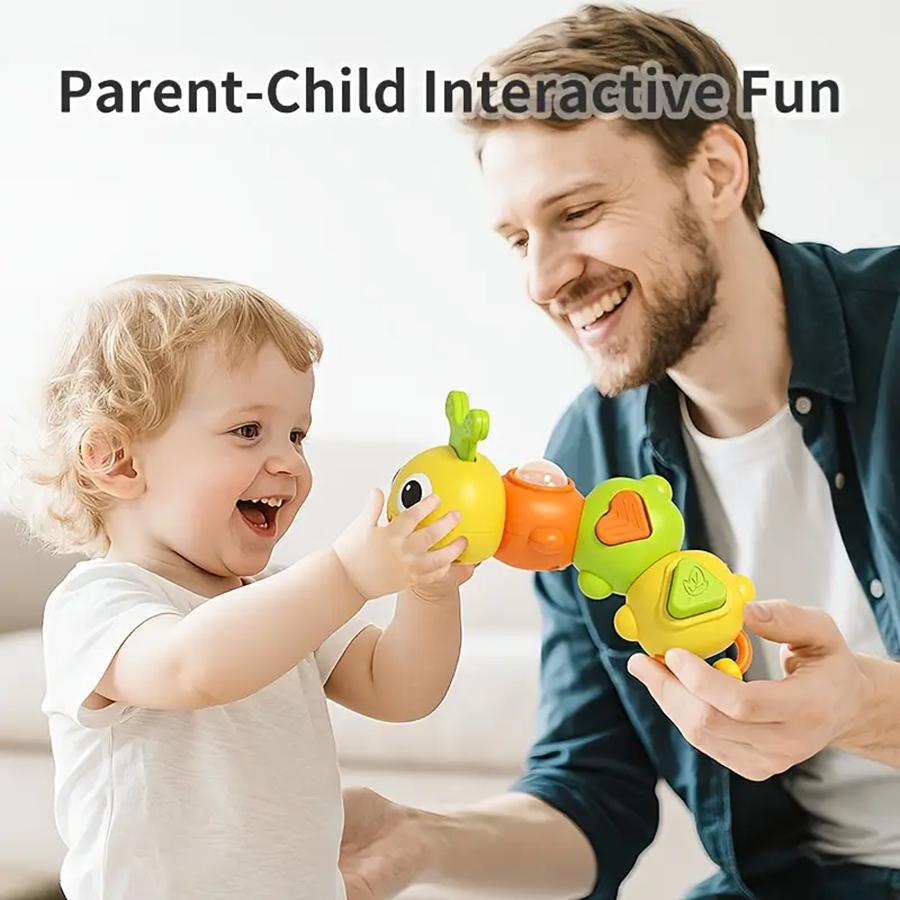 Twisty Caterpillar Baby Toy Interactive Rotating Joints Squeaker & Beads Motor Skills Development Safe Durable Toddler Playtime